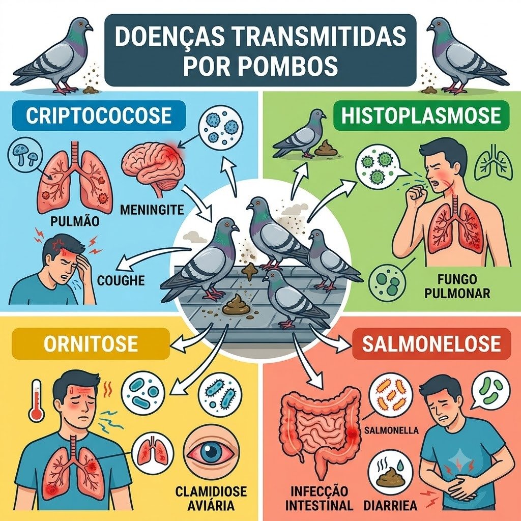 Doenças transmitidas por pombos em Bauru