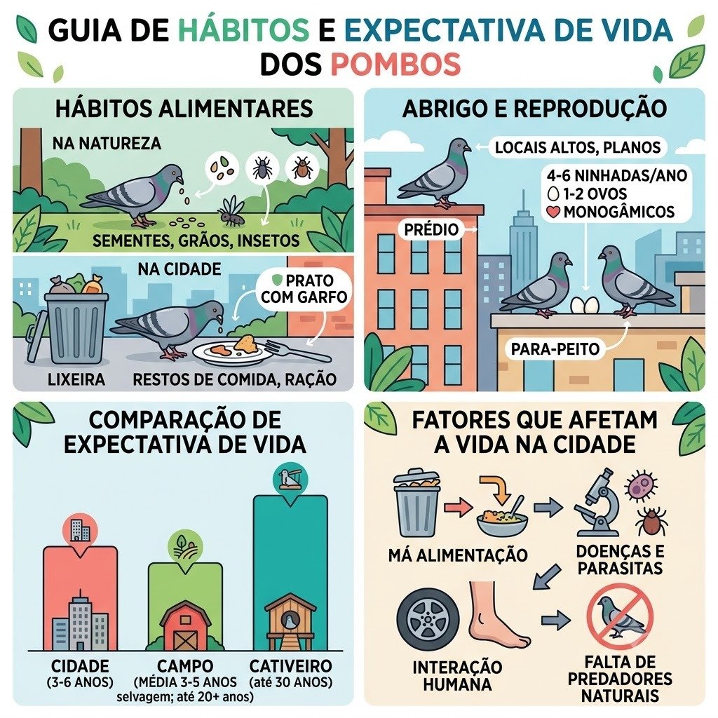 Hábitos e quanto tempo vivem os pombos em Bauru