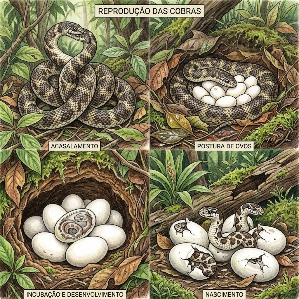 Como as cobras se reproduzem em Bauru - Infográfico acasalamento, ovos e nascimento