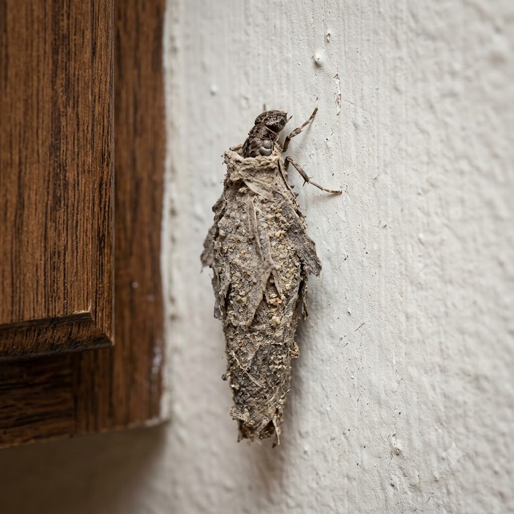 Traça é inseto em Bauru - Foto macro de larva de traça em casulo de seda